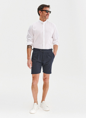 Szorty męskie w prążek z lnem