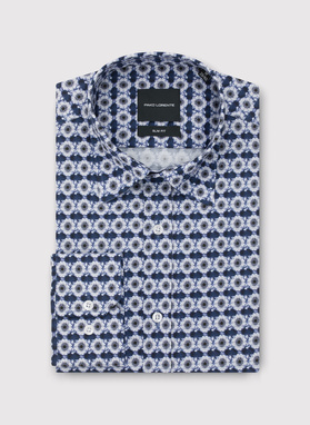 Kwiatowa koszula w kolorze granatowym