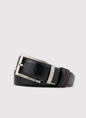 Dwustronny skórzany pasek z matową klamrą