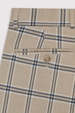 Spodnie garniturowe w kolorze beżowym w kratę