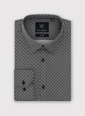 Czarna koszula męska w mikrowzór