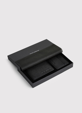 Zestaw męski skórzany portfel plus wizytownik