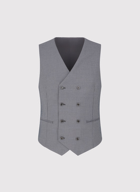 Dwurzędowa szara kamizelka w pepitkę