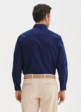 Granatowa koszula męska z lnem