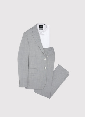 Szary garnitur męski z wełną