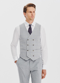 Dwurzędowa kamizelka męska w kratę