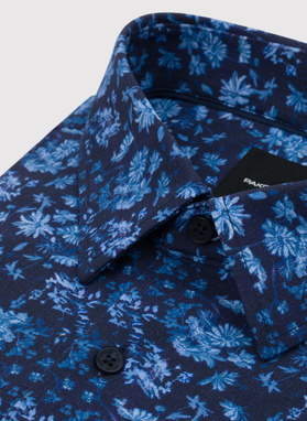 Granatowa dzianinowa koszula w kwiaty