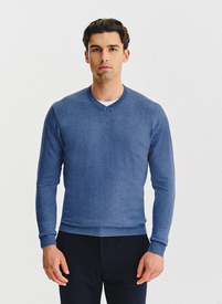 Niebieski sweter męski v-neck