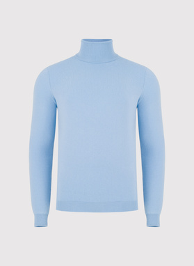 Jasnoniebieski gładki golf męski