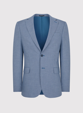 Niebieski garnitur męski w kratkę