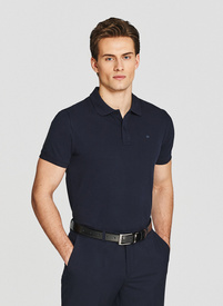 Granatowe bawełniane polo męskie