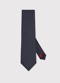 Jedwabny granatowy krawat mikrowzór