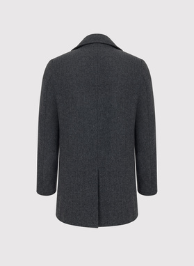 Szary płaszcz dwurzędowy z wełną