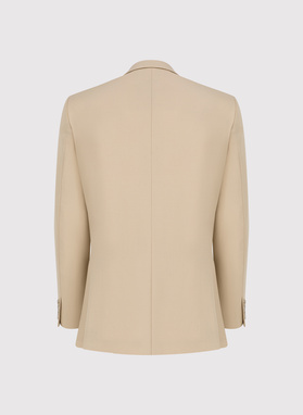 Beżowy wełniany garnitur męski