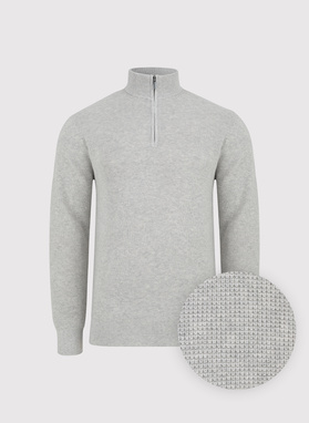 Szary sweter z rozpinaną stójką