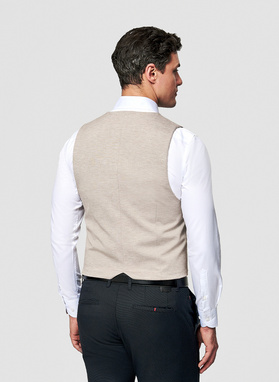 Jasnobrązowa dzianinowa kamizelka męska