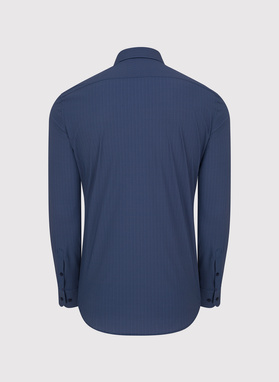 Granatowa dzianinowa koszula w jodełkę