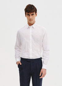 Biała koszula z lnu i bawełny