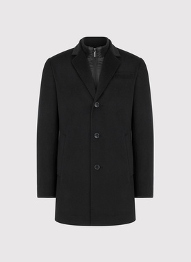 Czarny płaszcz męski z wełną