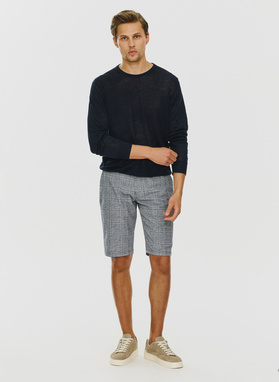 Męskie szorty w kratkę z lnem