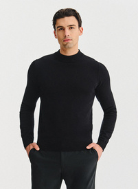 Czarny bawełniany półgolf męski