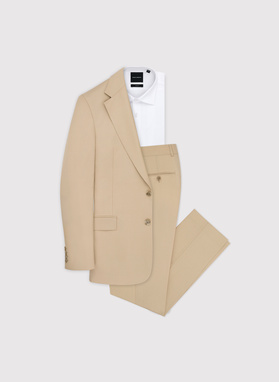 Beżowy wełniany garnitur męski