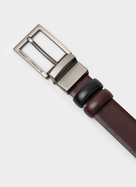 Dwustronny skórzany pasek z matową klamrą
