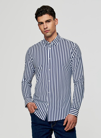 Koszula męska w granatowy prążek