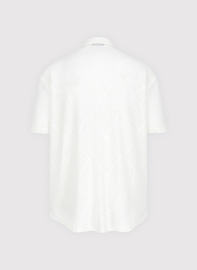 Ażurowa koszula męska z krótkim rękawem biała