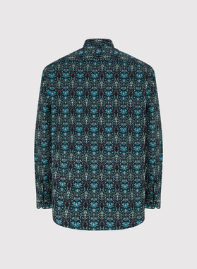 Czarna koszula w turkusowe kwiaty