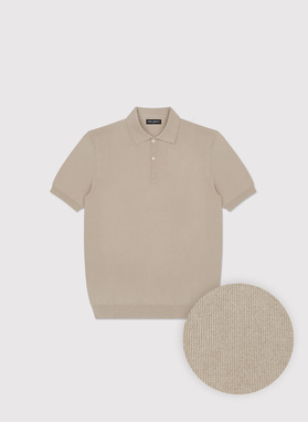Beżowe polo swetrowe z wiskozą