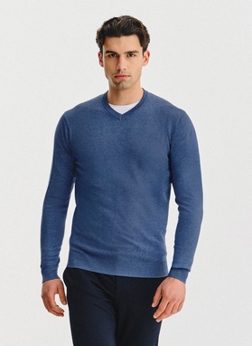 Niebieski sweter męski v-neck