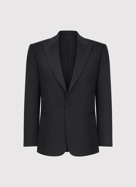 Wełniana jednorzędowa marynarka smokingowa