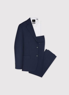 Granatowy garnitur męski z wełną