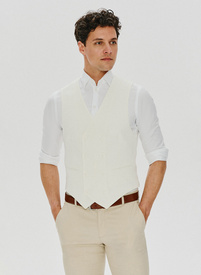 Beżowa dwurzędowa kamizelka męska