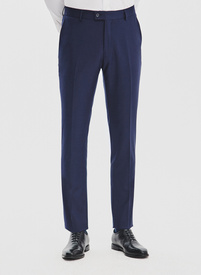 Granatowe spodnie garniturowe z wełną