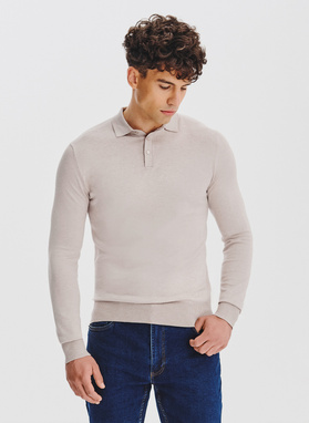 Sweter polo w kolorze beżowym
