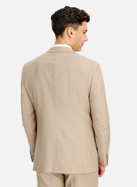 Beżowy wełniany garnitur męski