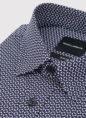 Granatowa koszula w kwiaty