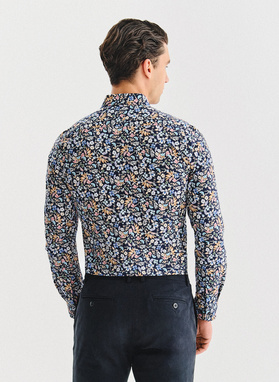 Granatowa koszula w kwiaty