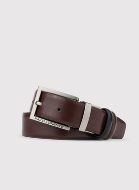 Dwustronny skórzany pasek z matową klamrą