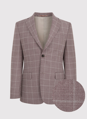 Wełniany różowy garnitur w kratę