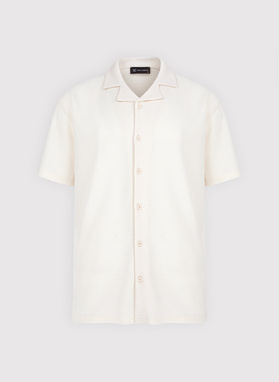 Dzianinowa beżowa koszula męska