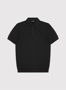 Czarny swetrowy t-shirt polo