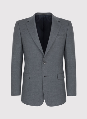 Gładki szary garnitur z wełny
