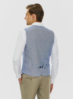 Męska niebieska kamizelka w kratkę