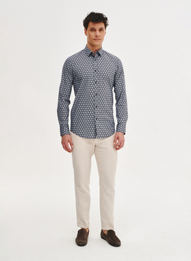 Koszula męska w niebieskie kwiaty