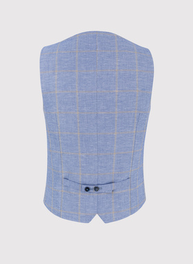 Męska niebieska kamizelka w kratkę