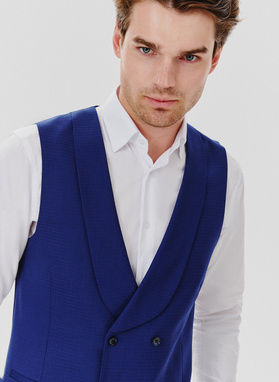 Granatowa dwurzędowa kamizelka męska