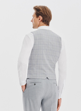 Dwurzędowa kamizelka męska w kratę